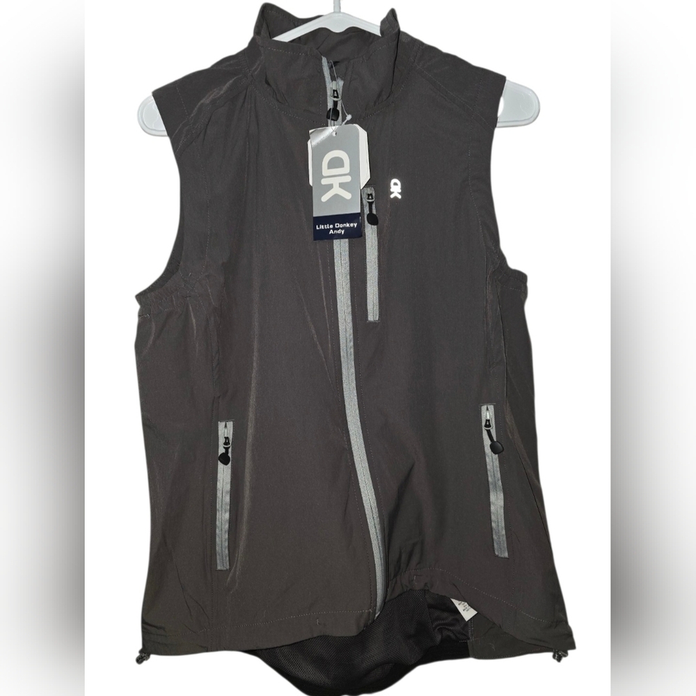 Little Donkey Andy Full Zip‎ Black Vest Zippered Pockets Golf Hiking Medium
